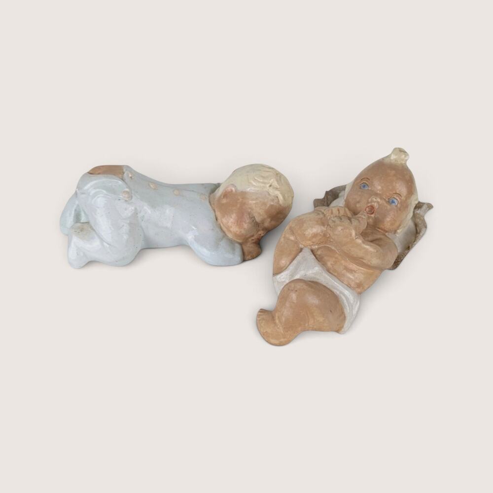 Vintage Pair of Chalkware Baby Figurines